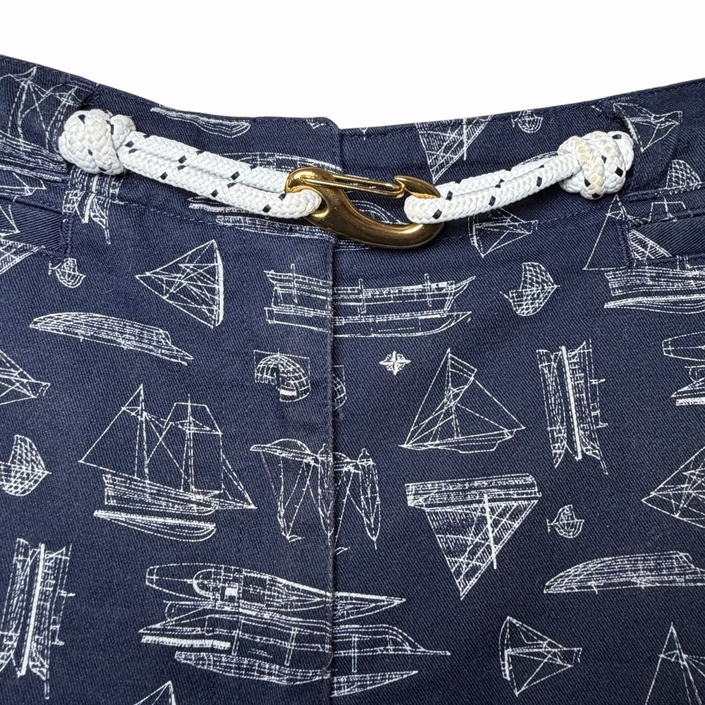 Lauren Ralph Lauren Womens Nautical Ship Print 100% Cotton Shorts Size 10 Preppy - Picture 6 of 14